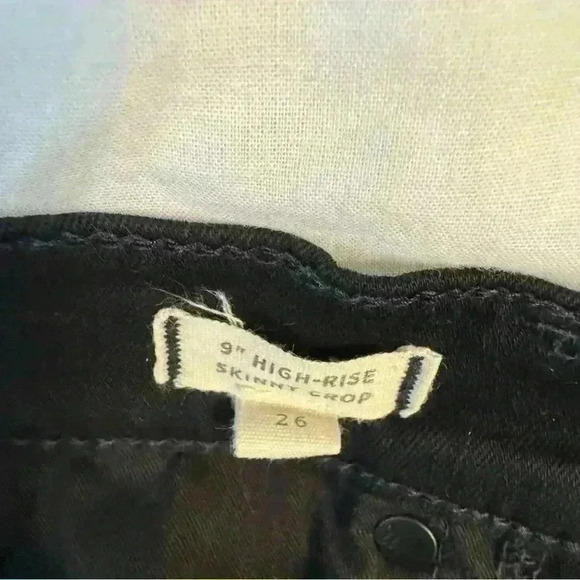 Madewell womens 26 jeans 9” high rise skinny cropped black raw hem denim pants - Picture 6 of 12